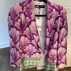 Zara Vibrant Purple and Green Blazer